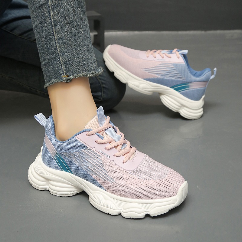 Модные женские кроссовки с гра – обзор и цена Knit Fabric Lace Up Sneakers