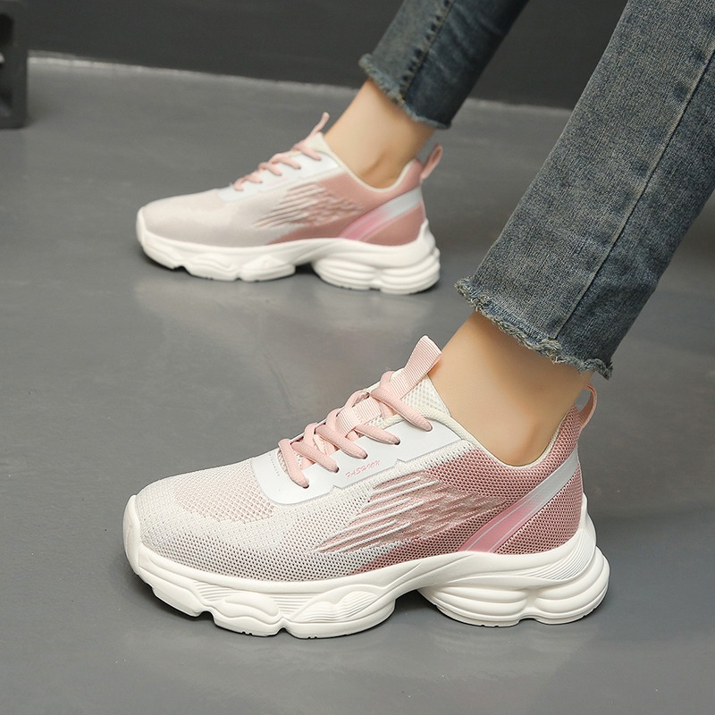 Модные женские кроссовки с гра – обзор и цена Knit Fabric Lace Up Sneakers