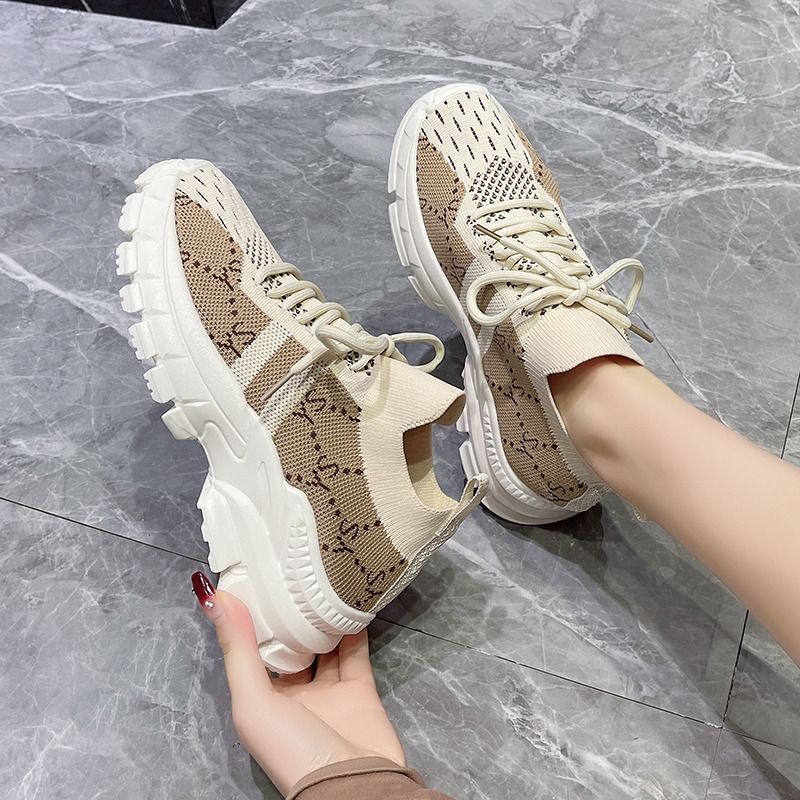 Новые женские кроссовки на мас – обзор и цена Knit Fabric Lace Up Sneakers